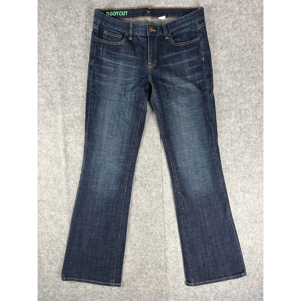 J. CREW Women's Size 31R Waist Mid Rise Bootcut Dark Rinse Stretch
